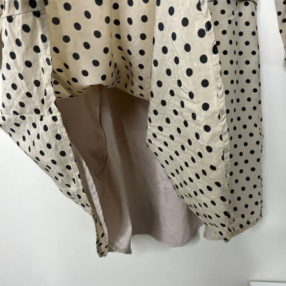 Madewell Silk Polka Dot beige dress 3/4 Sleeve SZ XS
